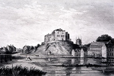 1798 illustration of the mill with castle in background