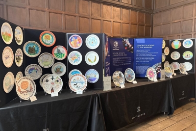 A display of decorated plates