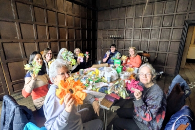 people making flowers